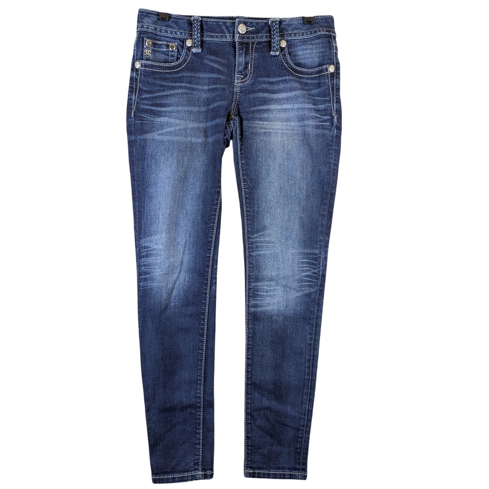 Miss Me Signature Skinny Jeans Embellished Pocket Dark Wash Size 27 (Fits 30x30)